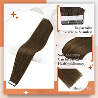 Full Shine Tape In Hair Extension Color 4 Medium Brown Tape In Extensions Real Human Hair 20Pcs Hair Extensions Tape In 50Gram S