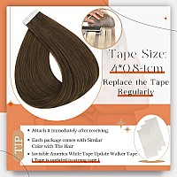 Full Shine Tape In Hair Extension Color 4 Medium Brown Tape In Extensions Real Human Hair 20Pcs Hair Extensions Tape In 50Gram S