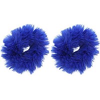 Blue Solid Fur Scrunchies Pony Holder Set Of 2