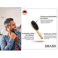 SHASH Everyday 100% Boar Bristle Hair Brush - Made in Germany | Suitable For Thin To Normal Hair, Firm, and Naturally Conditioning | Enhance Texture, Exfoliate, and Stimulate the Scalp