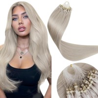 Laavoo Micro Loop Hair Extensions Real Human Hair Platinum Blonde Microlink Hair Extensions Human Hair 14 Inch For Short Hair Mi