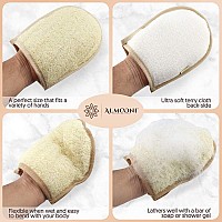 Premium Exfoliating Loofah Glove Pad Body Scrubber. Our Mitt Gloves are Made of Natural Egyptian Shower Loufa Sponge That Gets You Clean, Not Just Spreading Soap (2 Pack)