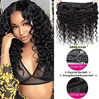 Peruvian Loose Deep Wave Frontal With Bundles 13X4 Lace Frontal Closure With Baby Hair Free Part 18 20 2216Natural Black 9A