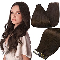 Full Shine Hair Extensions Tape Ins 20 Inch Real Human Hair Skin Weft Seamless Pu Human Hair Extensions 20 Pcs 50Gram Thick End