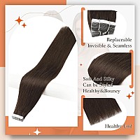 Full Shine Hair Extensions Tape Ins 20 Inch Real Human Hair Skin Weft Seamless Pu Human Hair Extensions 20 Pcs 50Gram Thick End