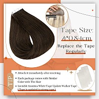 Full Shine Hair Extensions Tape Ins 20 Inch Real Human Hair Skin Weft Seamless Pu Human Hair Extensions 20 Pcs 50Gram Thick End