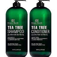 Botanic Hearth Tea Tree Shampoo and Conditioner Set - with 100% Pure Tea Tree Oil, for Itchy and Dry Scalp, Sulfate Free, Paraben Free - for Men and Women - (Packaging May Vary) - 16 fl oz each