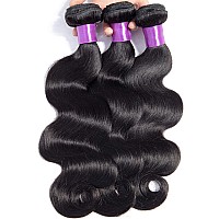 Misoun Hair Unprocessed Brazilian Virgin Hair Body Wave 3 Bundles Virgin Human Hair Extensions Weft Natural Black Color 1005