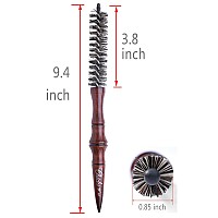 PERFEHAIR Mini Boar Bristle Round Brush for Short Hair, Small Round Barrel Brush for Blow Drying-0.85 Inch Diameter