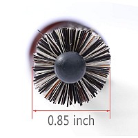 PERFEHAIR Mini Boar Bristle Round Brush for Short Hair, Small Round Barrel Brush for Blow Drying-0.85 Inch Diameter