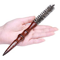 PERFEHAIR Mini Boar Bristle Round Brush for Short Hair, Small Round Barrel Brush for Blow Drying-0.85 Inch Diameter