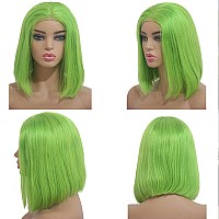 Lime Green Human Hair Wig 134 Lace Front Wigs Pre Plucked With Baby Hair 10180 Density For Women Glueles Straight Short Bob