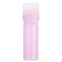 Zjchao Root Comb Applicator Bottle, 160Ml Hair Dye Bottle Applicator Brush With Graduated Scale Hair Dye Applicator Bottle Professional Brush Applicator Comb Hairdressing Coloring Styling Tool (Pink)