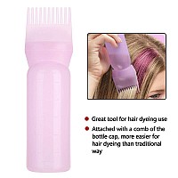 Zjchao Root Comb Applicator Bottle, 160Ml Hair Dye Bottle Applicator Brush With Graduated Scale Hair Dye Applicator Bottle Professional Brush Applicator Comb Hairdressing Coloring Styling Tool (Pink)