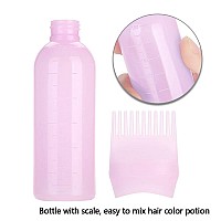 Zjchao Root Comb Applicator Bottle, 160Ml Hair Dye Bottle Applicator Brush With Graduated Scale Hair Dye Applicator Bottle Professional Brush Applicator Comb Hairdressing Coloring Styling Tool (Pink)