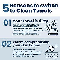 Clean Skin Club Clean Towels Xl, 100% Usda Biobased Face Towel, Disposable Face Towelette, Makeup Remover Dry Wipes, Ultra Soft, 50 Ct, 1 Pack