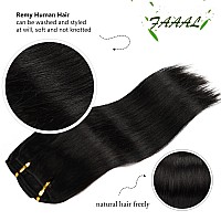 20 Clip In Human Hair Extensions Full Head 180G 7 Pieces 16 Clips Natural Black Double Weft Brazilian Real Remy Hair Extensions