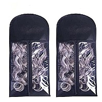 Wig Storage Bag Holder Case, Wigs Pouch Dust-Proof Organizer Protect for Professional Hair Extensions (Black Pack of 10)