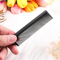 3 Packs Rat Tail Comb Steel Pin Rat Tail Carbon Fiber Heat Resistant Teasing Combs With Stainless Steel Pintail Black