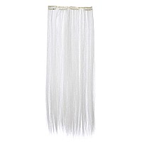 Swacc 7 Pcs Full Head Party Highlights Clip On In Hair Extensions Colored Hair Streak Synthetic Hairpieces 22Inch Straight Wh