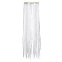 Swacc 7 Pcs Full Head Party Highlights Clip On In Hair Extensions Colored Hair Streak Synthetic Hairpieces 22Inch Straight Wh