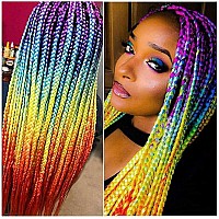 Aidusa Braiding Hair Ombre Braiding Hair Synthetic Colorful Braiding Hair 4 Tone For Women Rainbow Braiding Hair 5Pcs Twist Croc