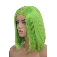 Lace Front Wigs 180 Density 8 Short Bob Lime Green Virgin Human Hair Pre Plucked Natural Hairline 134 Frontal Swiss Lace Glu