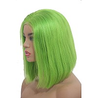 Lace Front Wigs 180 Density 8 Short Bob Lime Green Virgin Human Hair Pre Plucked Natural Hairline 134 Frontal Swiss Lace Glu