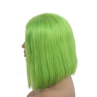 Lace Front Wigs 180 Density 8 Short Bob Lime Green Virgin Human Hair Pre Plucked Natural Hairline 134 Frontal Swiss Lace Glu