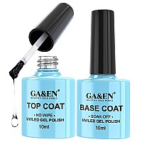 No Wipe Top Coat Base Coat Soak Off Set 10ml LED Lamp Cure Quick Dry Clear Shine Gloss Mirror Long Lasting Nail Art Gel Polish Resin Tested Formula For Home And Salon Use