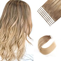 Sixstarhair Tape In Hair Extensions Balayage Hair Made Of 100 Human Hair Balayage Tape In Extensions Ombre Ash Brown Fading To D