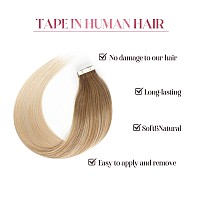 Sixstarhair Tape In Hair Extensions Balayage Hair Made Of 100 Human Hair Balayage Tape In Extensions Ombre Ash Brown Fading To D