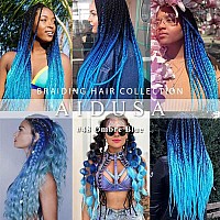 Aidusa Ombre Blue Braiding Hair 5Pcs Synthetic Ombre Braiding Hair Extensions 24 Inch Afro Braiding Hair For Women 3 Tone Twist