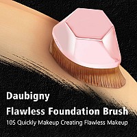 Daubigny Foundation Makeup Brush Flat Top Kabuki Hexagon Face Blush Liquid Powder Foundation Brush For Blending Liquid Cream Or