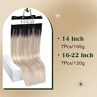 Ugeat Human Hair Clip In Extensions Black Ombre Hair Extensions Clip Ins Real Human Hair Black To Ash Blonde Mix Platinum Blonde