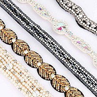 Teenitor 5pcs Rhinestone Beaded Headbands, No Slip Jeweled Head Wraps Women Girls Hair Headbands