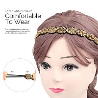 Teenitor 5pcs Rhinestone Beaded Headbands, No Slip Jeweled Head Wraps Women Girls Hair Headbands