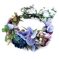 Handmade Adjustable Flower Crown Floral Headband Hair Wreath Halo Headpiece Photo Props,A7-Purplepink