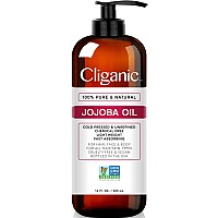 Cliganic Jojoba Oil Non-GMO, Bulk 16oz 100% Pure, Natural Cold Pressed Unrefined Hexane Free Oil for Hair & Face