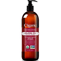 Cliganic Organic Jojoba Oil 32 oz, 100% Pure | Bulk, Natural Cold Pressed Unrefined Hexane Free Oil for Hair & Face