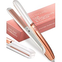 Hair Straightener and curler 2 in 1, 212AF - 446AF Adjustable Temperature, Dual Voltage 1 Inch ceramic Rose gold Flat Iron, Hair Straightener curling Iron in One by Lily England