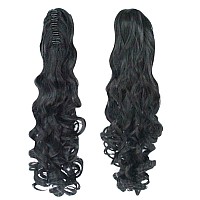 Anogol Haircap Black Cosplay Wig With Clipon Ponytails Long Curly Wigs With Bangs For Halloween Costume Party For Girls Women