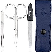 Marqus Manicure Set 3 Piece Set Including Scissors Nail File And Tweezers Perfect For Him Or Her At Home Or Travel Kit Blu