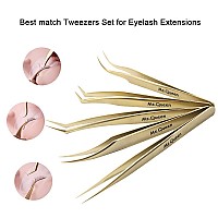 Msqueen Eyelash Extension Tweezers Setprecision Tweezers For 2D6D Volumeindividual False Lashes Extensions With Pu Storage C