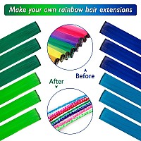 24 Pieces Party Highlights Clip in Colored Hair Extensions Colorful Hair Extensions 20 inches Straight Synthetic Hairpieces(Blue+Dark blue+Green+Grass green)