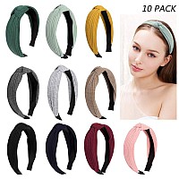 Jaciya Headbands For Women Girls Knotted Headband For Women 10 Pcs Womens Headbands Wide Turban Head Band Hair Accessories For W