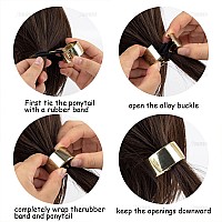 AUEAR, Brushed Metal Expandable Hair Cuff Ponytail Holder Elastic Hair Tie Cuff for Women Girls Hair Rings Set (4 Pack, Style 1)