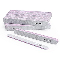 Btyms 50Pcs Nail Files For Acrylic Nails 100180 Grit Reusable Buffering Files Double Sided Emery Boards For Nails