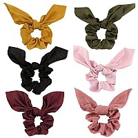 Jaciya Bow Hair Scrunchies Silk Bunny Ears Bowknot Hair Ties Cute Satin Scrunchies with Bows for Girls Hair Silk Scrunchies Hair Ribbons for Women Hair Accessories Elastic Ropes Ponytail Holder Scrunchy Bobbles for Thick Hair