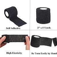 Tattoo Grip Cover Wrap Yuelong 24Pcs 2 X 5 Yards Black Disposable Cohesive Tattoo Grip Tape Wrap Elastic Bandage Rolls Self